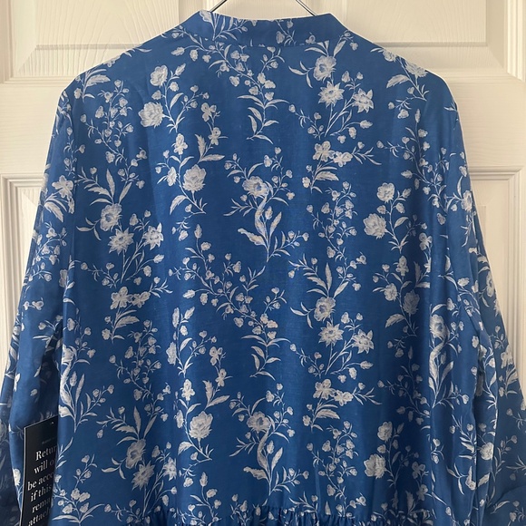 Tuckernuck Limoges Blue Floral Royal Shirt Dress Women’s Size XXL NWT - Picture 9 of 13